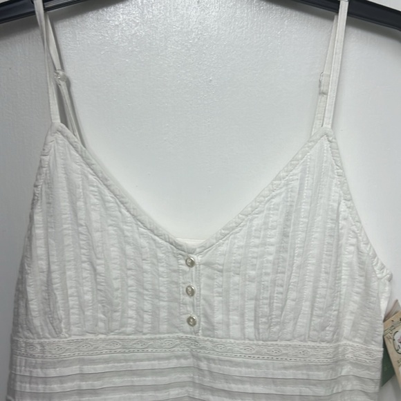 8. Roper white cotton spaghetti strap dress Sz M side zipper, adjustable straps - Picture 3 of 10